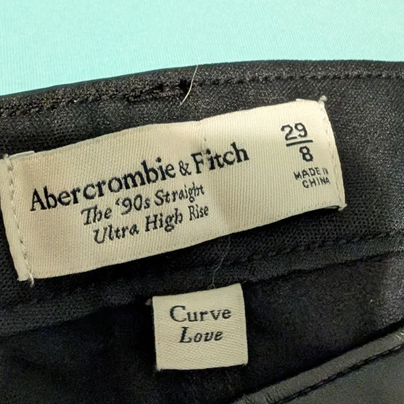 Abercrombie & Fitch Black High Rise Wide Leg Pleather Pants Size 8 - Picture 2 of 2